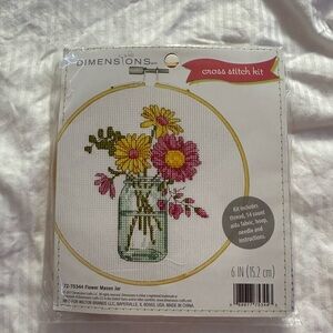 Flower Mason Jar Cross Stitch Kit